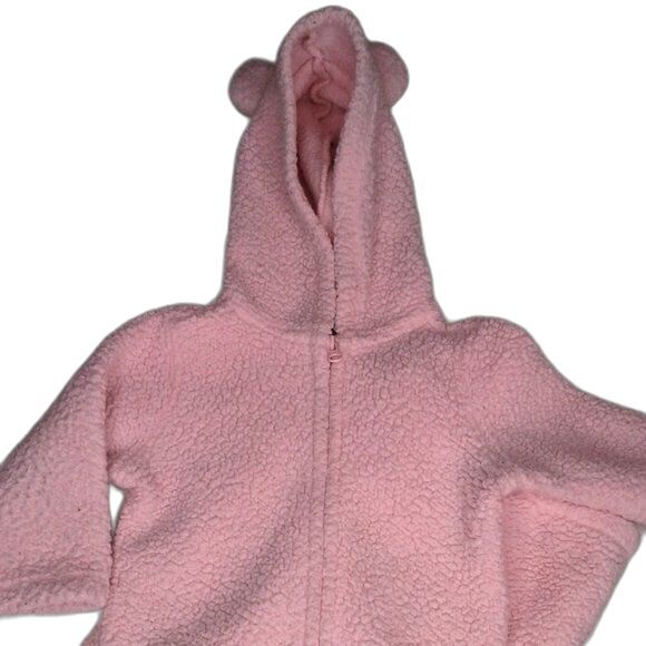 baby B'gosh Sherpa Fleece Hooded Jacket & Footed BabyGirl Pants Set Size 6M Pink - Picture 6 of 8